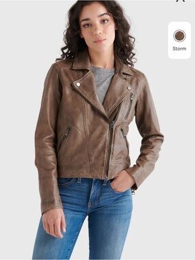 Lucky Brand Lamb Leather Moto Jacket Small